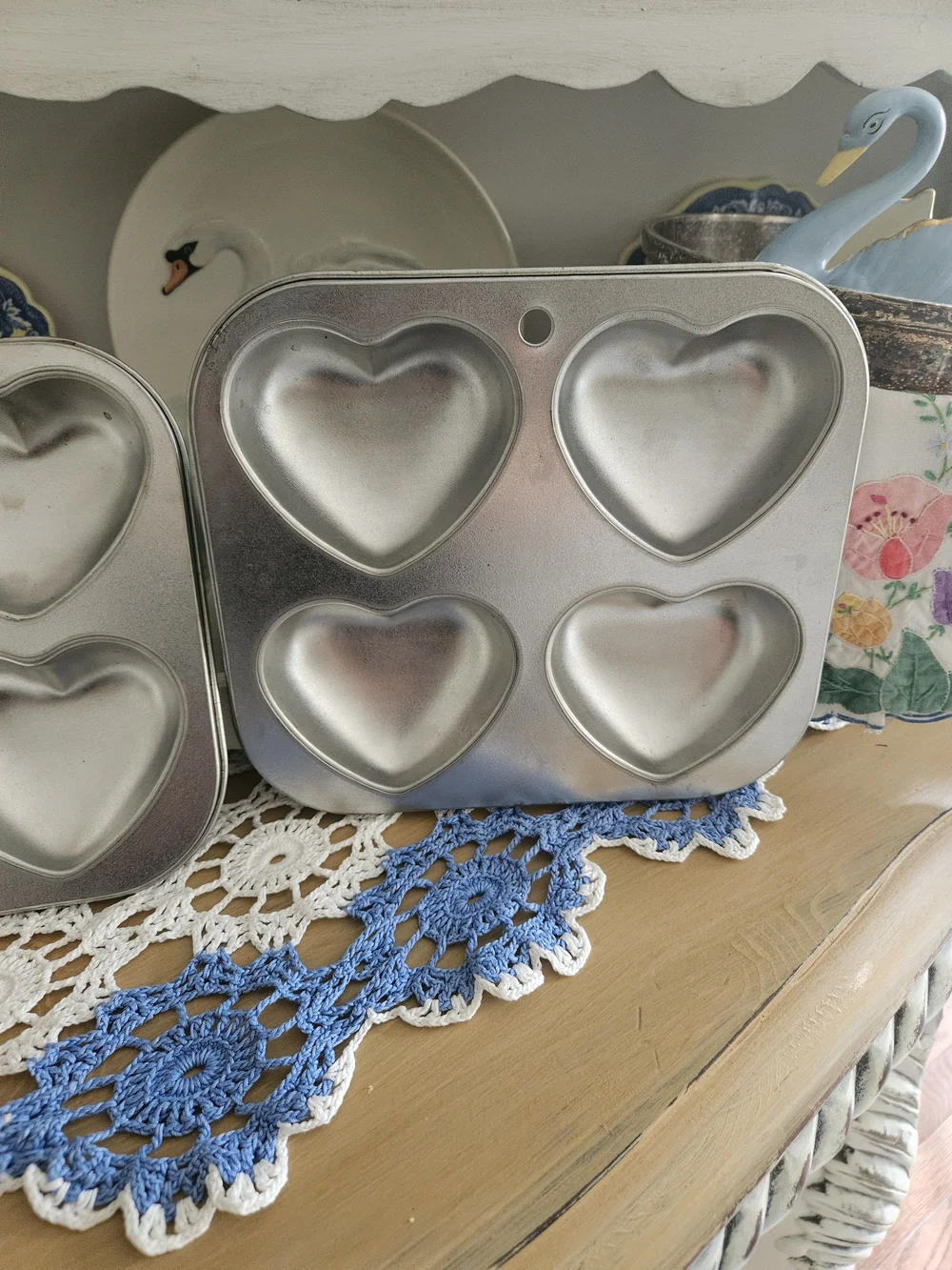 Silver Heart-Shaped Muffin Pan Set - Pack of 2